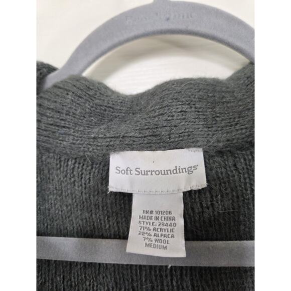 Soft Surroundings Alpaca Wool Blend Ruffle Collar Gray Cardigan, Women's Medium - Picture 3 of 15